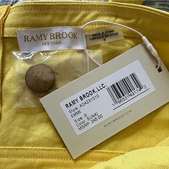 NWT Ramy Brook Women’s size 6 Emme linen blend Crop top in Sun kissed yellow - Picture 5 of 7